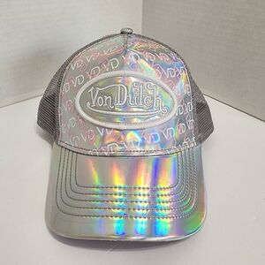 NWT Von Dutch Holographic Trucker Hat VD Logo Y2K Iridescent